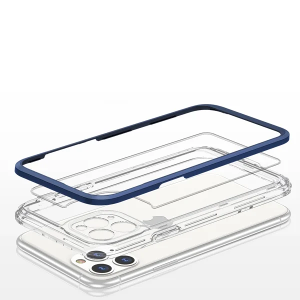 Clear 3in1 case for iPhone 11 Pro Max blue frame gel covereng