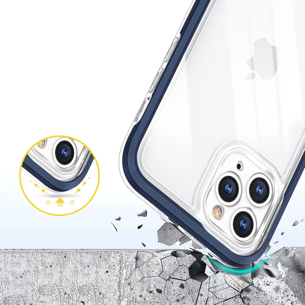 Clear 3in1 case for iPhone 11 Pro Max blue frame gel covereng