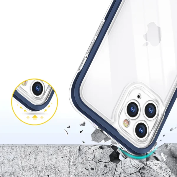 Clear 3in1 case for iPhone 11 Pro Max blue frame gel covereng