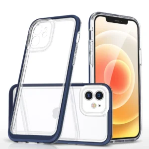 Clear 3in1 case for iPhone 12 blue frame gel covereng