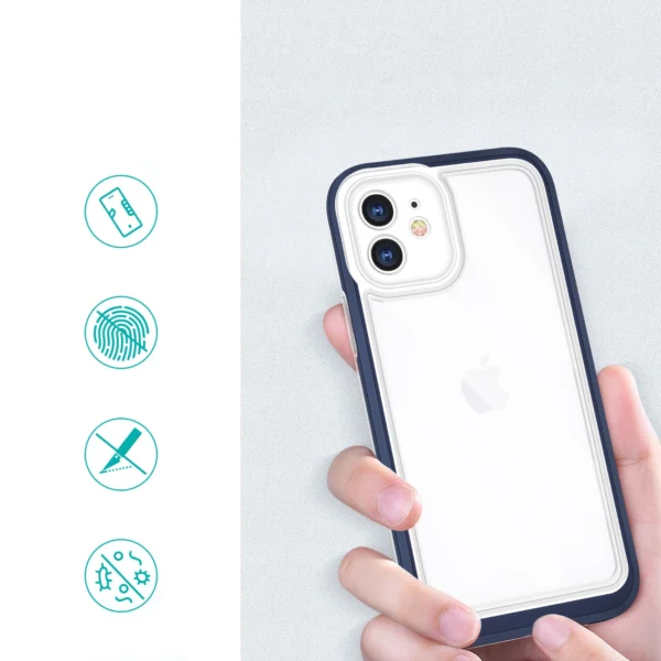 Clear 3in1 case for iPhone 12 blue frame gel covereng