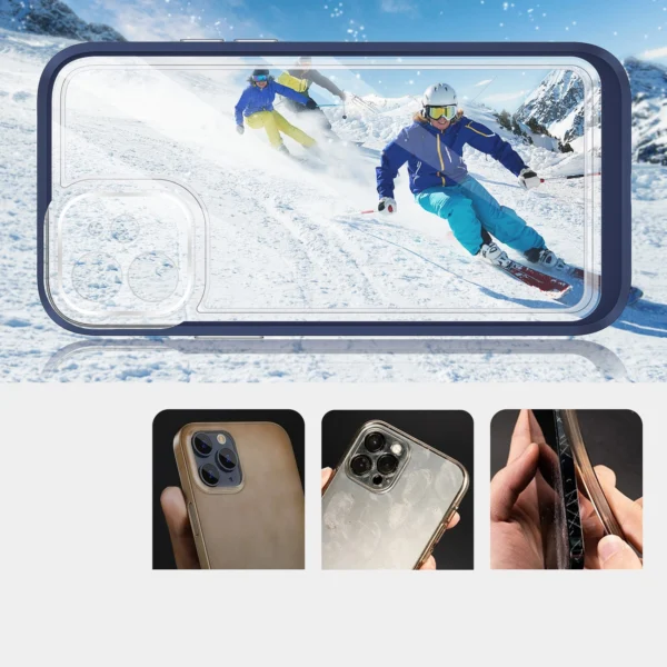 Clear 3in1 case for iPhone 12 blue frame gel covereng