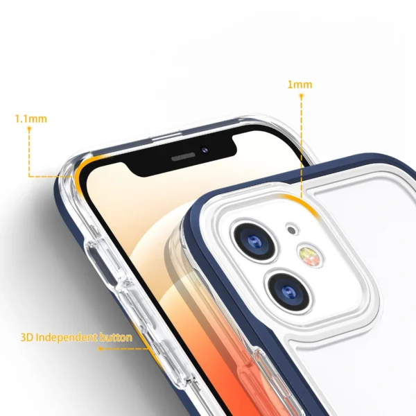 Clear 3in1 case for iPhone 12 blue frame gel covereng