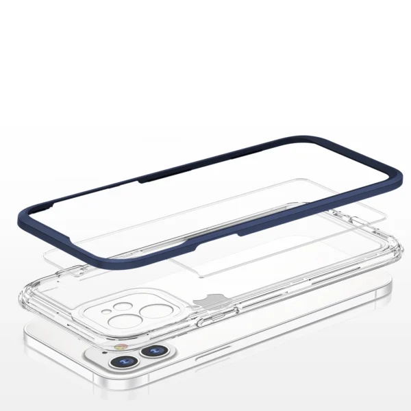 Clear 3in1 case for iPhone 12 blue frame gel covereng