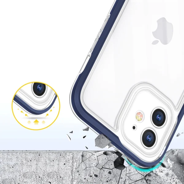 Clear 3in1 case for iPhone 12 blue frame gel covereng