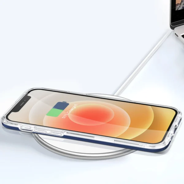 Clear 3in1 case for iPhone 12 blue frame gel covereng