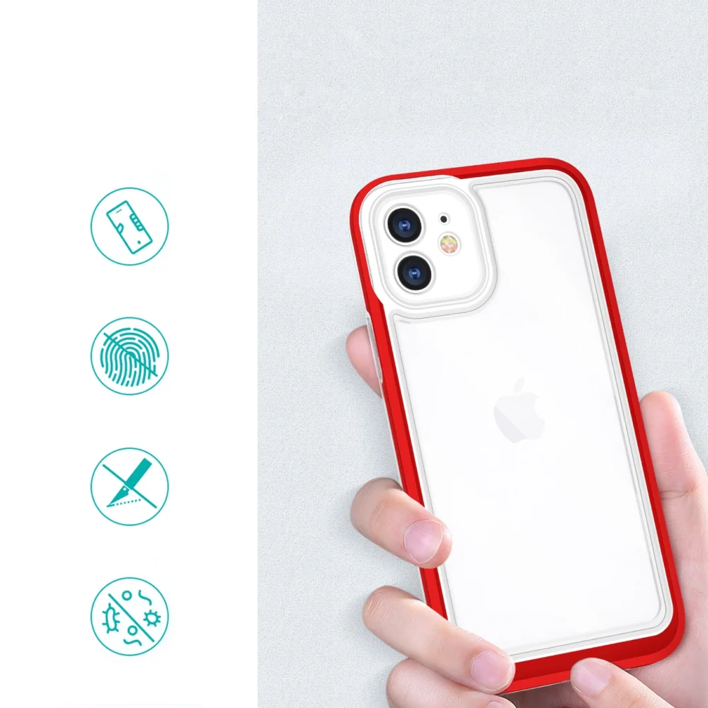 Clear 3in1 case for iPhone 12 frame gel cover redeng