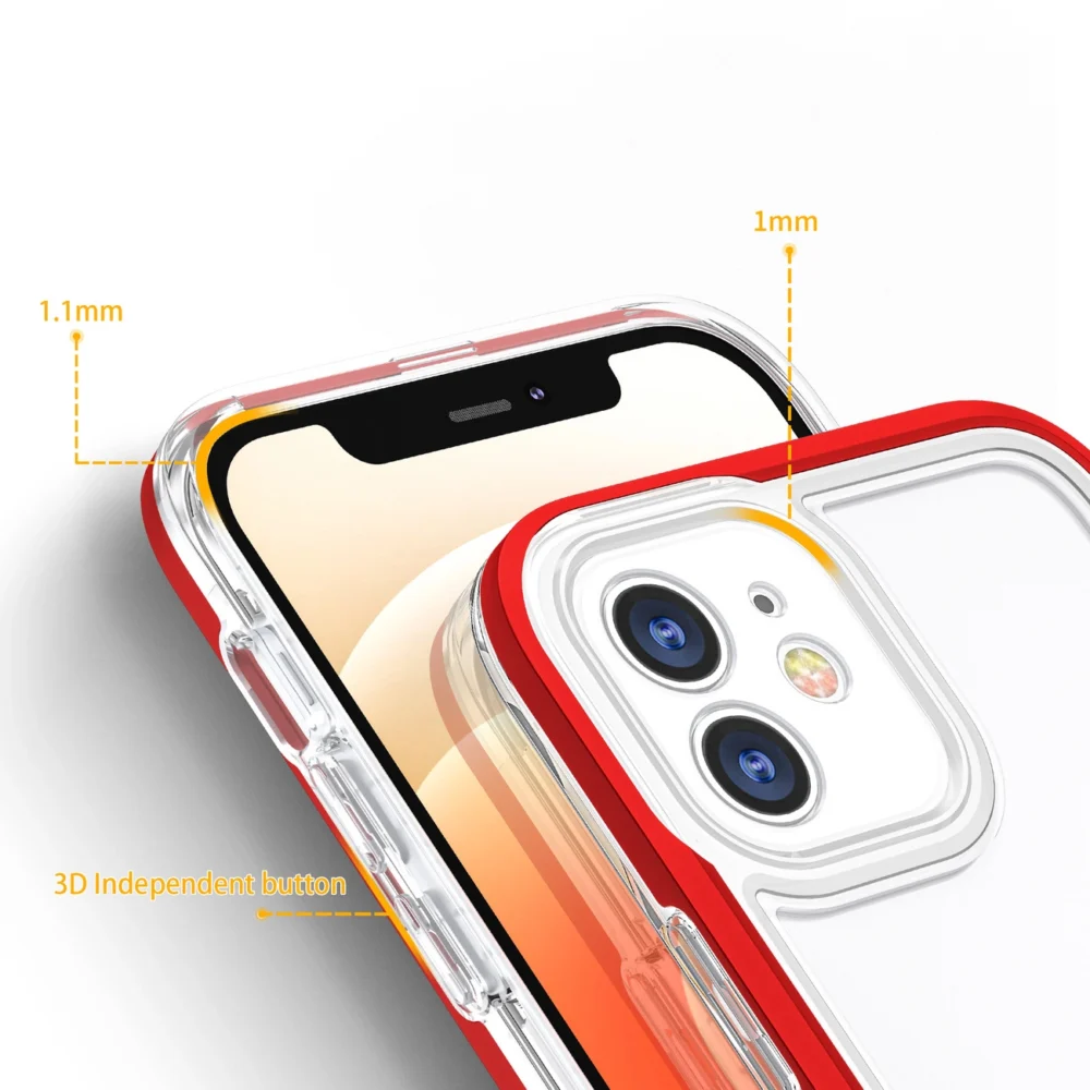 Clear 3in1 case for iPhone 12 frame gel cover redeng