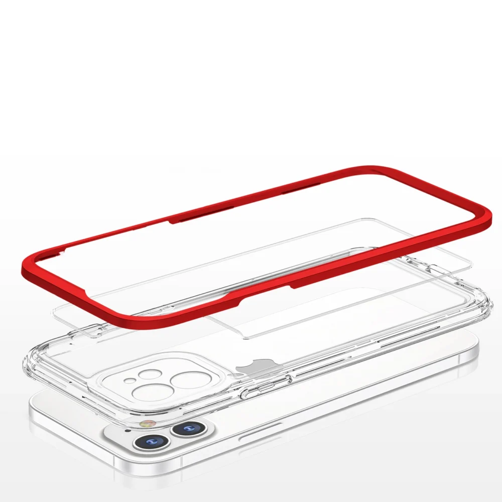 Clear 3in1 case for iPhone 12 frame gel cover redeng