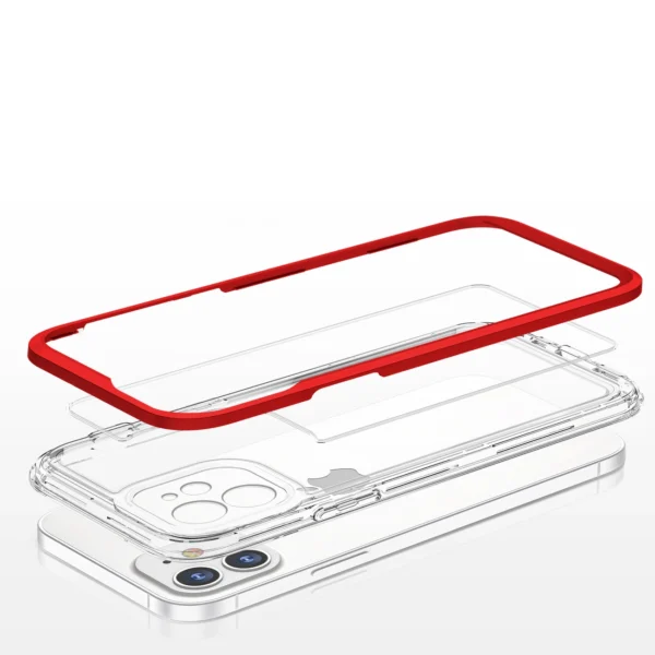 Clear 3in1 case for iPhone 12 frame gel cover redeng