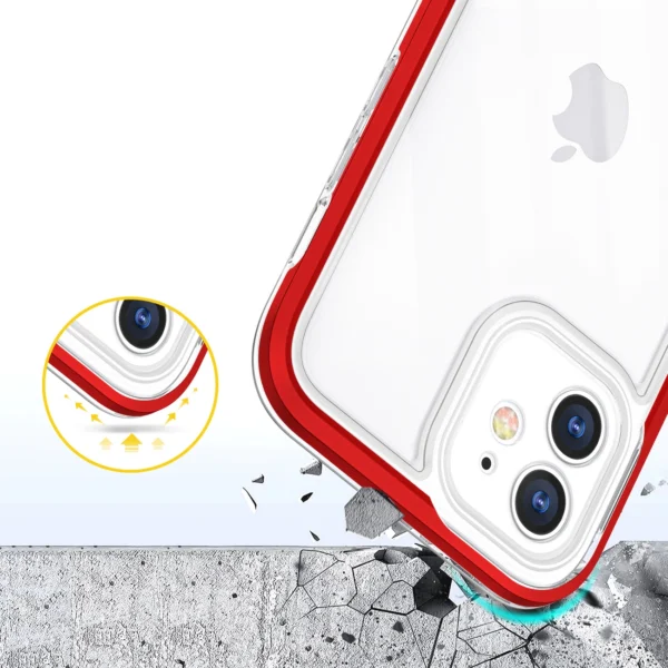 Clear 3in1 case for iPhone 12 frame gel cover redeng