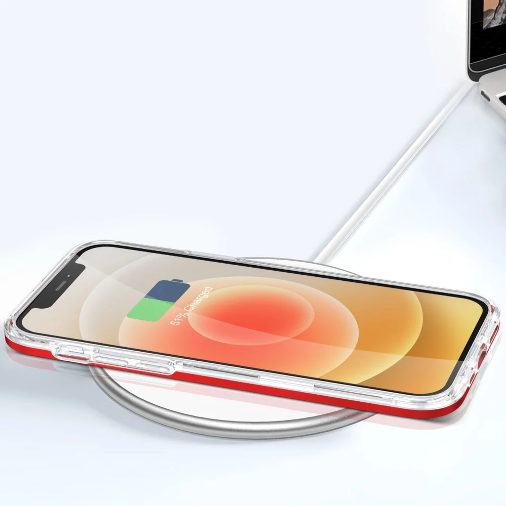 Clear 3in1 case for iPhone 12 frame gel cover redeng