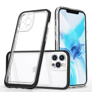 Clear 3in1 case for iPhone 12 Pro frame gel cover blackeng