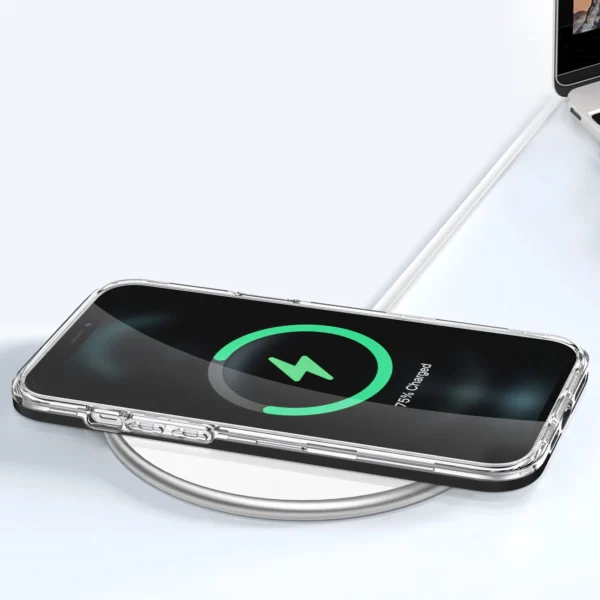 Clear 3in1 case for iPhone 12 Pro frame gel cover blackeng