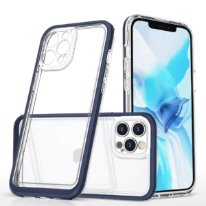 Clear 3in1 case for iPhone 12 Pro blue frame gel covereng