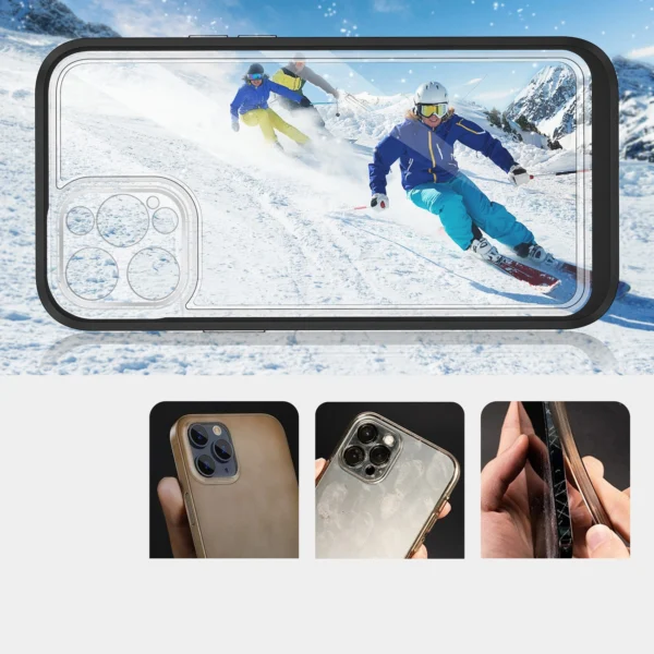 Clear 3in1 case for iPhone 12 Pro Max case gel cover with frame blackeng