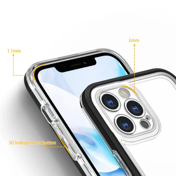 Clear 3in1 case for iPhone 12 Pro Max case gel cover with frame blackeng