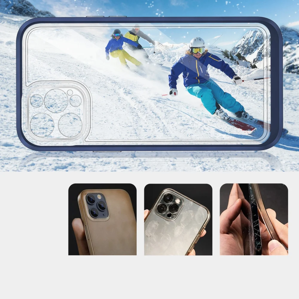 Clear 3in1 case for iPhone 12 Pro Max blue frame gel covereng