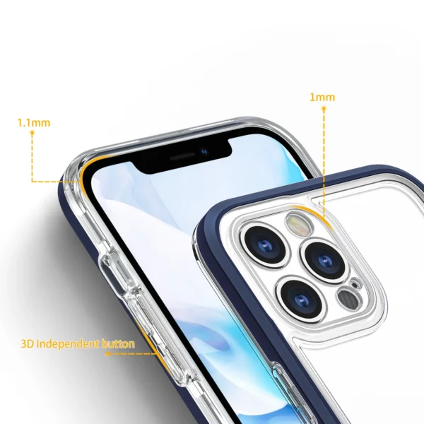 Clear 3in1 case for iPhone 12 Pro Max blue frame gel covereng