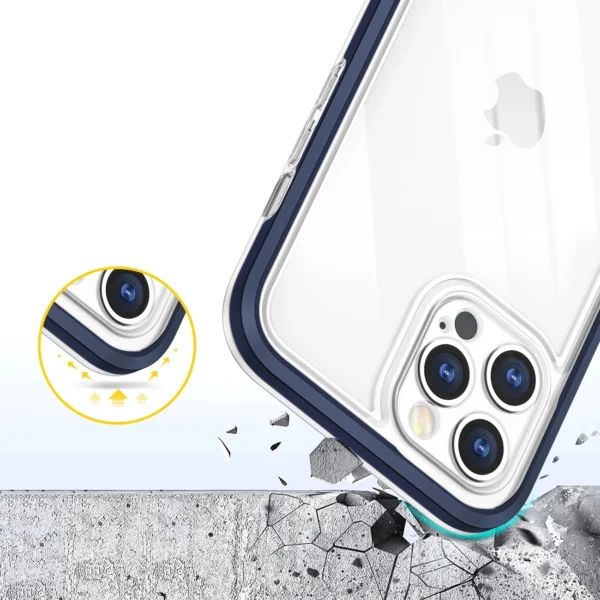 Clear 3in1 case for iPhone 12 Pro Max blue frame gel covereng