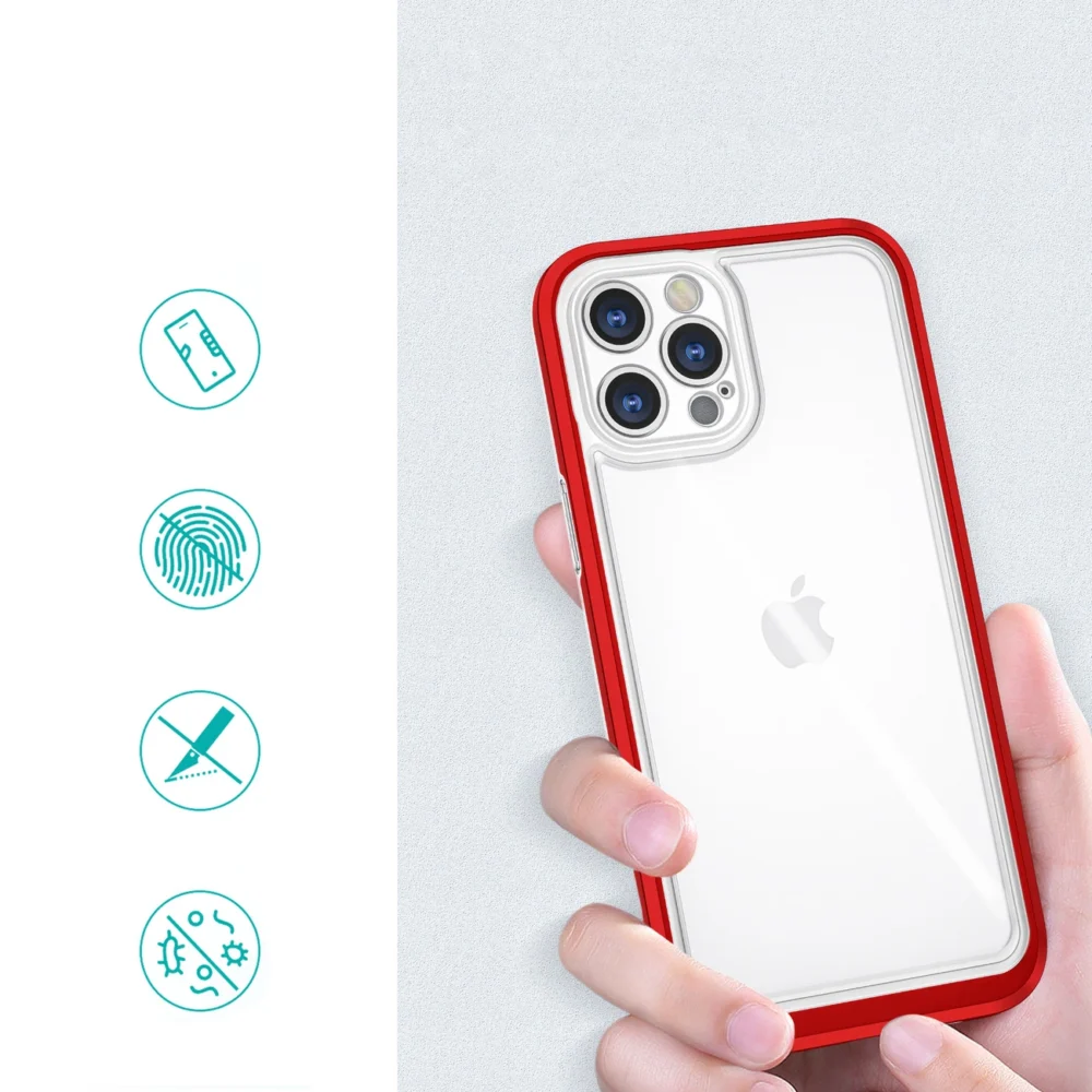 Clear 3in1 Case for iPhone 12 Pro Max Frame Cover Gel Redeng