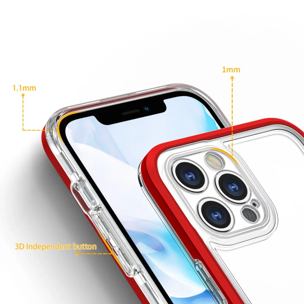 Clear 3in1 Case for iPhone 12 Pro Max Frame Cover Gel Redeng