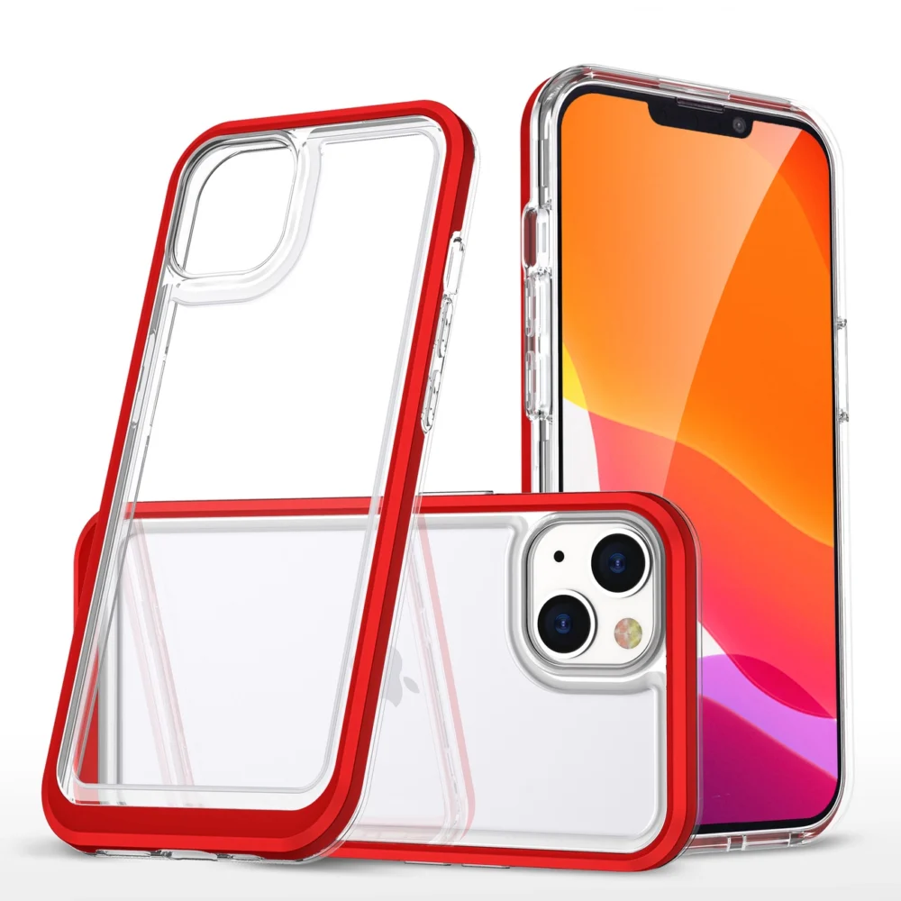 Clear 3in1 case for iPhone 13 mini gel cover with frame redeng