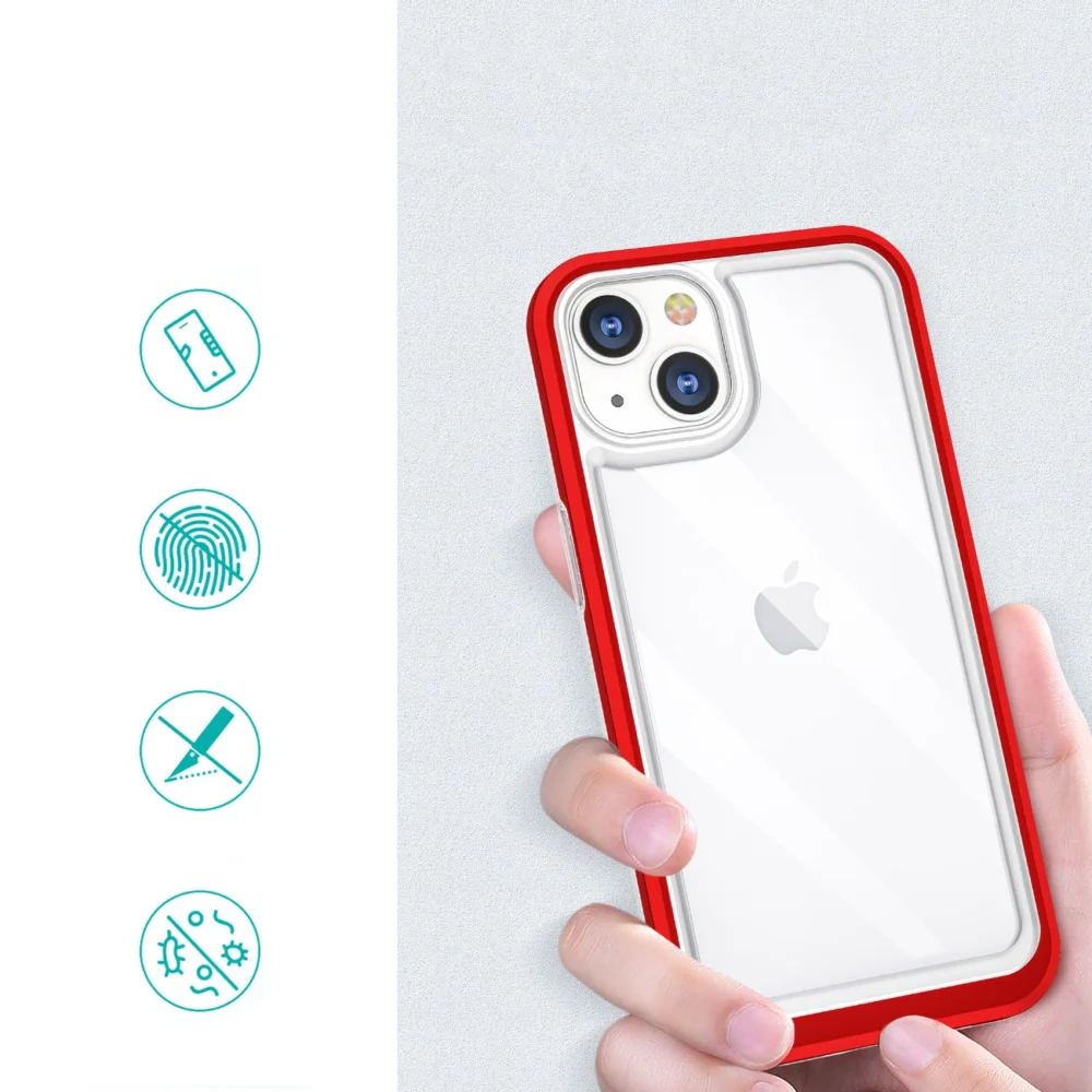 Clear 3in1 case for iPhone 13 mini gel cover with frame redeng