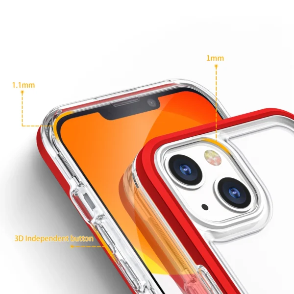 Clear 3in1 case for iPhone 13 mini gel cover with frame redeng