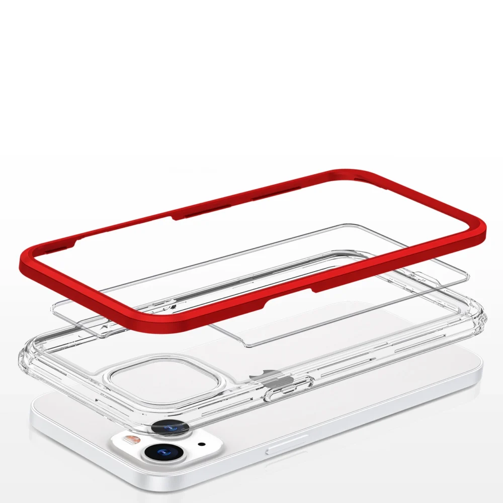 Clear 3in1 case for iPhone 13 mini gel cover with frame redeng