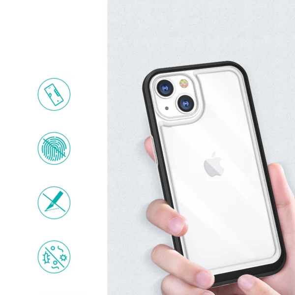 Clear 3in1 case for iPhone 13 case gel cover with frame blackeng