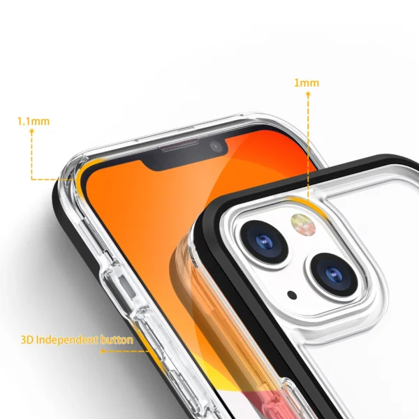 Clear 3in1 case for iPhone 13 case gel cover with frame blackeng