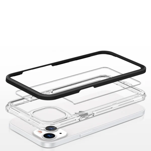 Clear 3in1 case for iPhone 13 case gel cover with frame blackeng