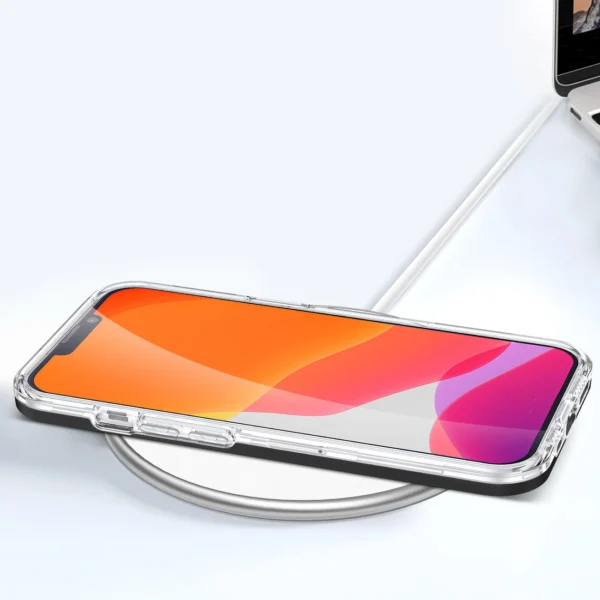 Clear 3in1 case for iPhone 13 case gel cover with frame blackeng