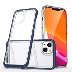 Clear 3in1 case for iPhone 13 blue frame gel covereng