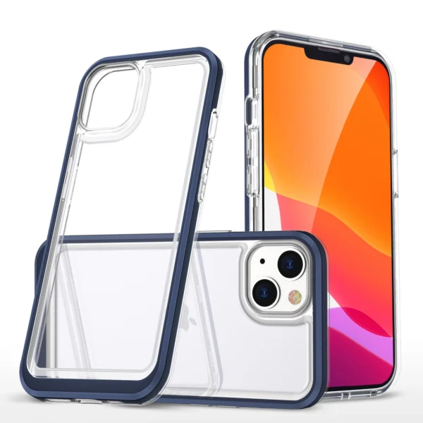 Clear 3in1 case for iPhone 13 blue frame gel covereng