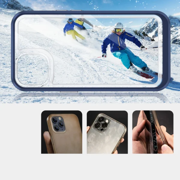 Clear 3in1 case for iPhone 13 blue frame gel covereng