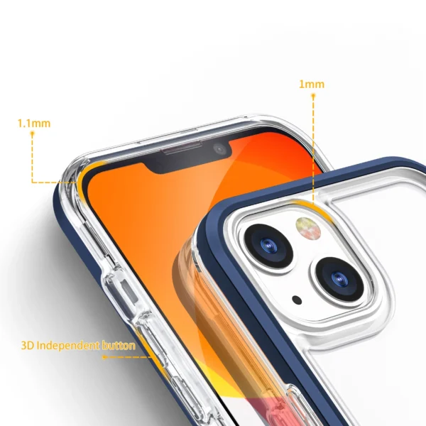 Clear 3in1 case for iPhone 13 blue frame gel covereng