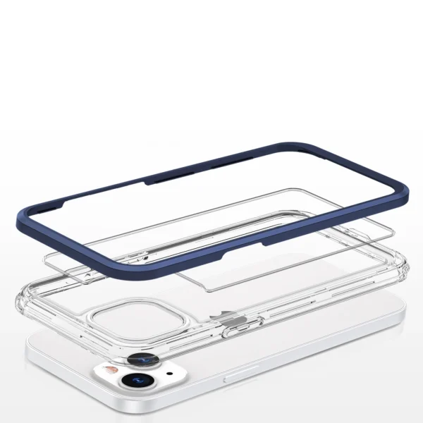Clear 3in1 case for iPhone 13 blue frame gel covereng