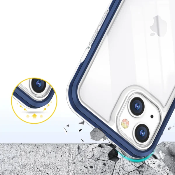 Clear 3in1 case for iPhone 13 blue frame gel covereng