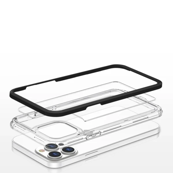 Clear 3in1 case for iPhone 13 Pro frame gel cover blackeng