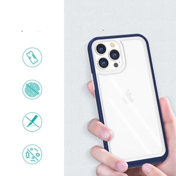 Clear 3in1 case for iPhone 13 Pro blue frame gel covereng
