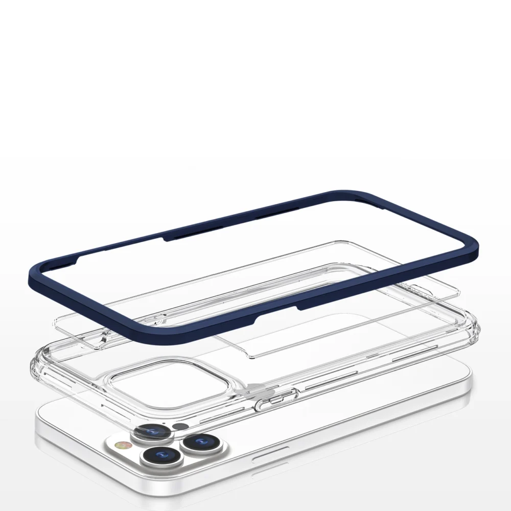 Clear 3in1 case for iPhone 13 Pro blue frame gel covereng