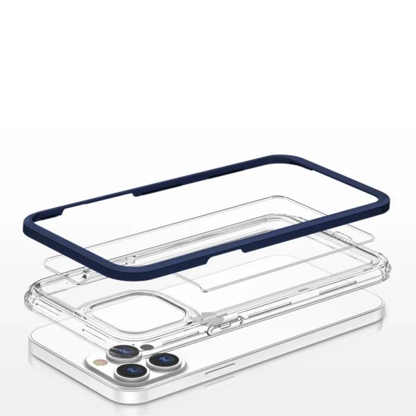 Clear 3in1 case for iPhone 13 Pro blue frame gel covereng