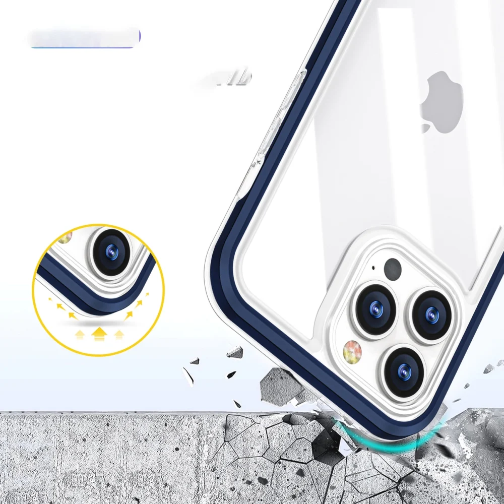 Clear 3in1 case for iPhone 13 Pro blue frame gel covereng