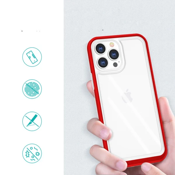 Clear 3in1 case for iPhone 13 Pro frame cover gel redeng