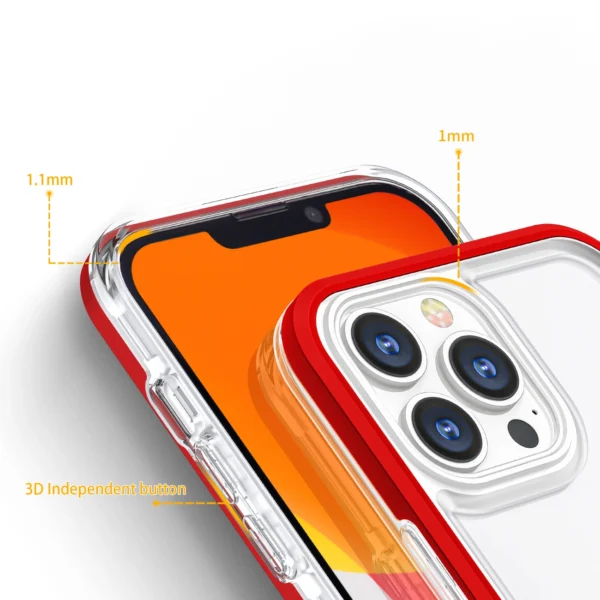 Clear 3in1 case for iPhone 13 Pro frame cover gel redeng