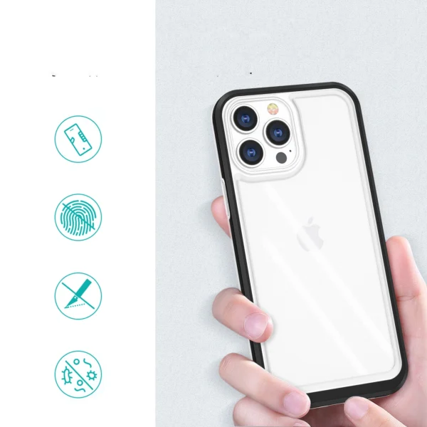 Clear 3in1 case for iPhone 13 Pro Max case gel cover with frame blackeng