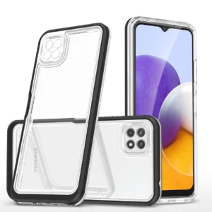 Clear 3in1 Case for Samsung Galaxy A22 5G Frame Gel Cover Blackeng