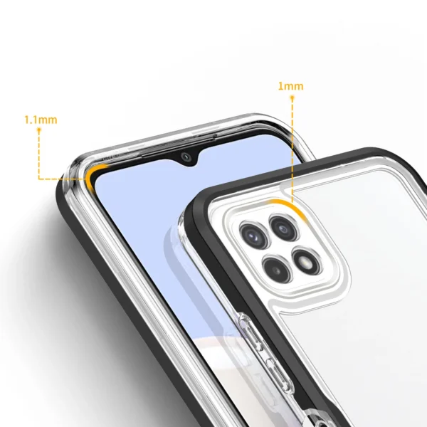 Clear 3in1 Case for Samsung Galaxy A22 5G Frame Gel Cover Blackeng